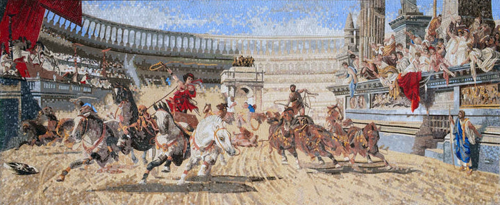 Alexander Von Wagner The Chariot Race" - Mosaic Reproduction "