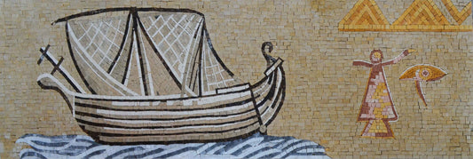 Landscape Mosaic Art - Ancient Phoenician Ship