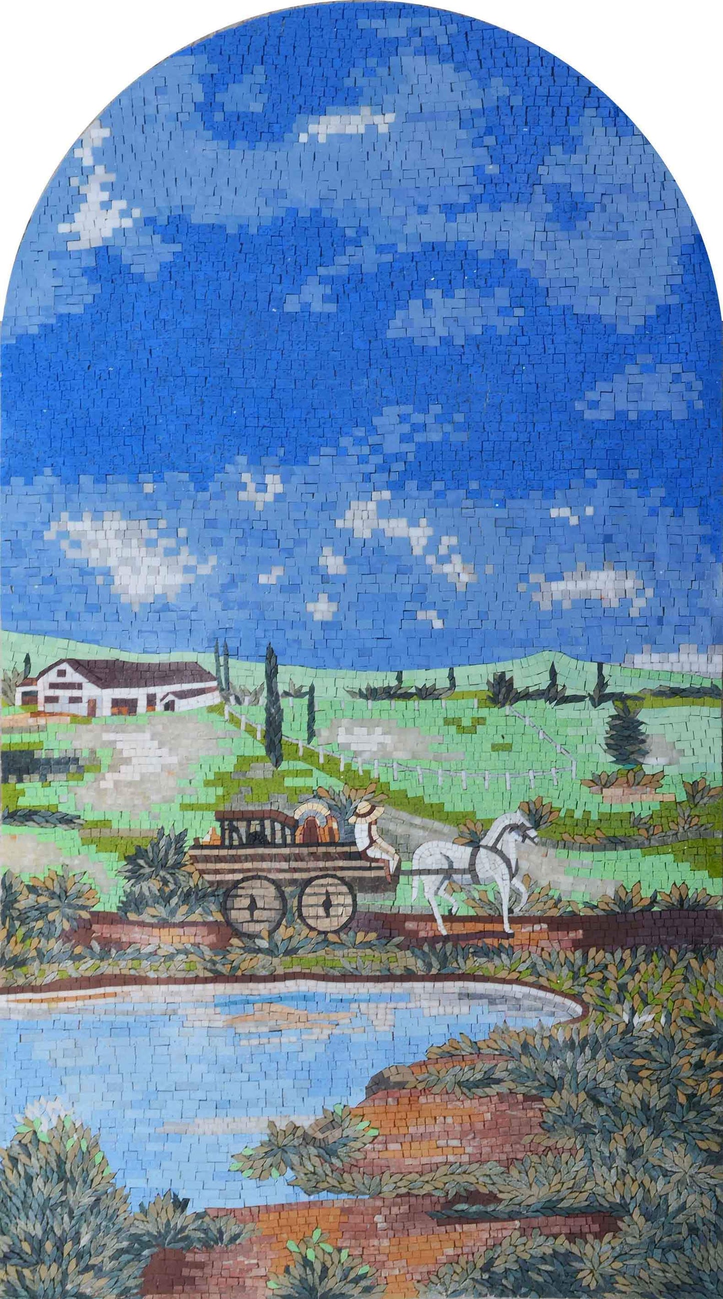 Mosaic Art - Carriage by the pond
