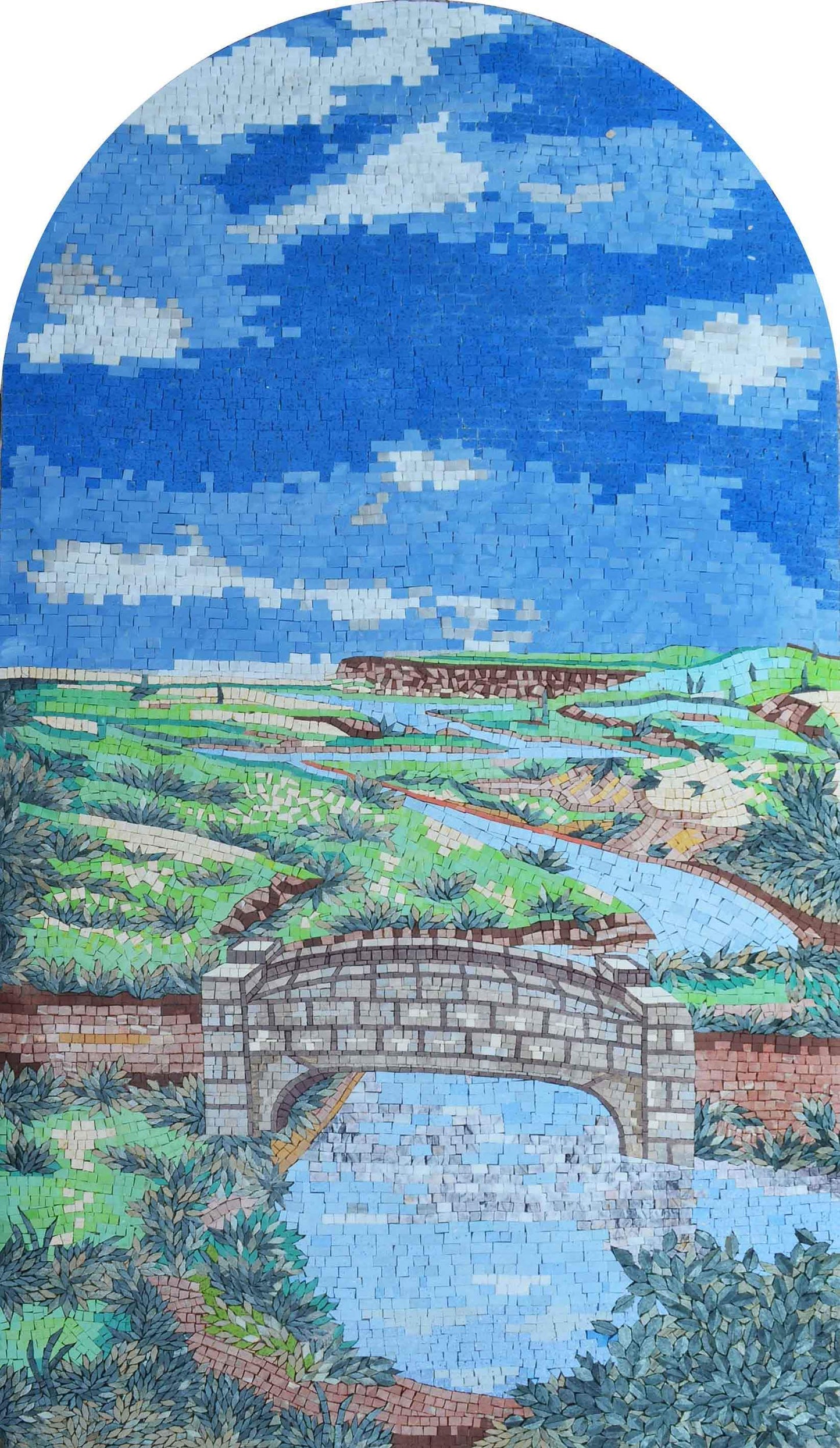 River Through the Green Land - Mosaic Wall Art