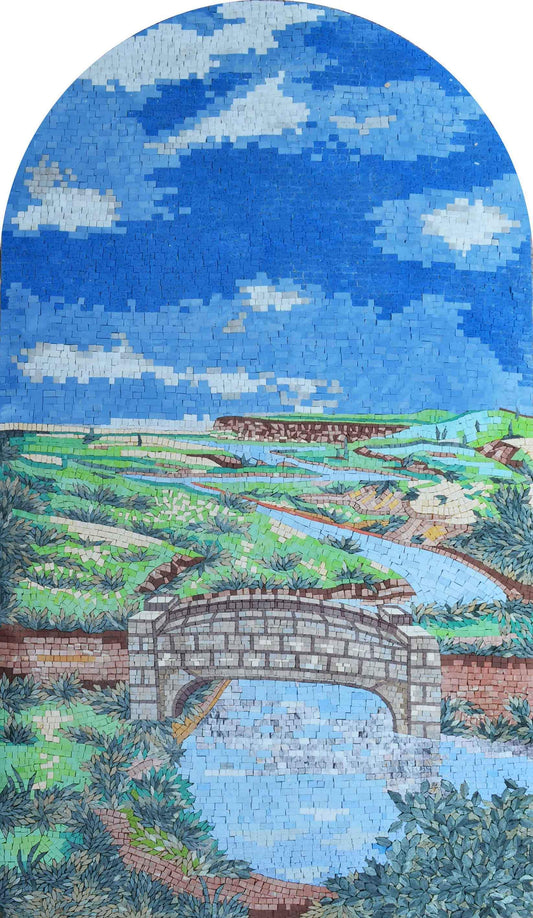 River Through the Green Land - Mosaic Wall Art
