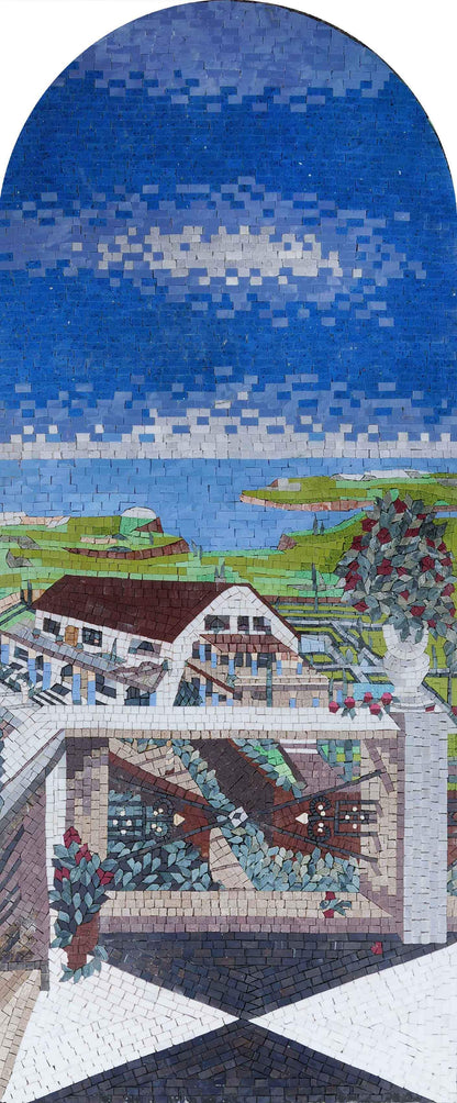 Town Balcony View - Mosaic Art