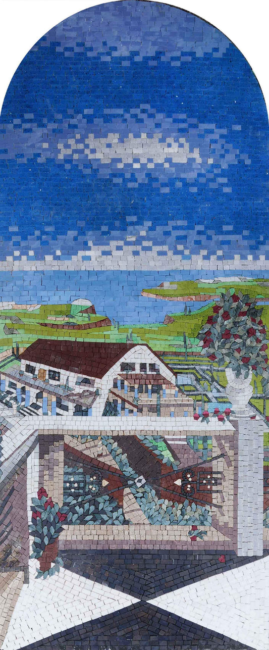 Town Balcony View - Mosaic Art