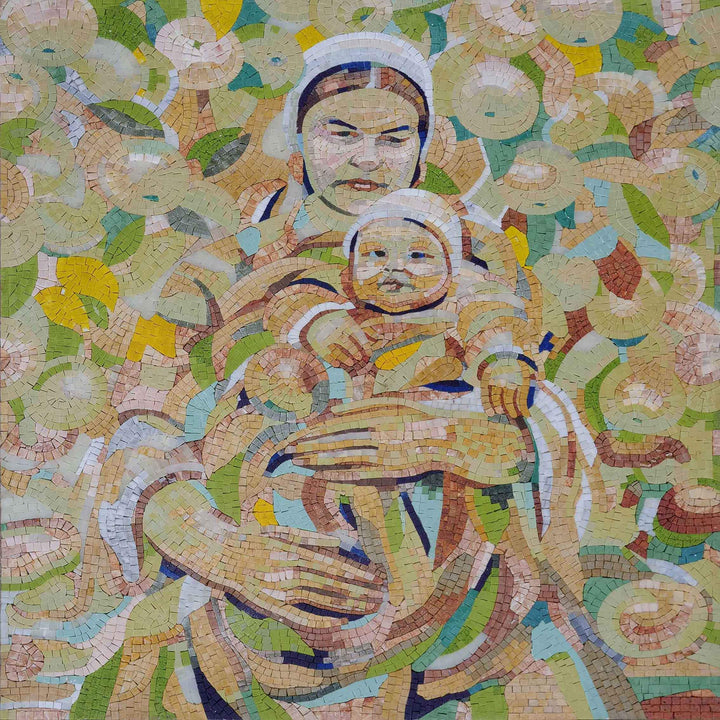 Mother with a Child Mosaic Reproduction