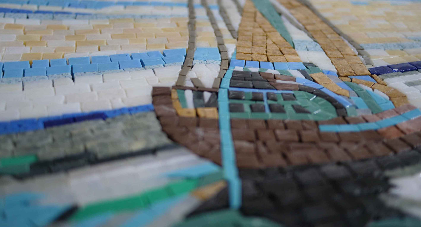 Mosaic Scenery - Colorful Waves & Boat