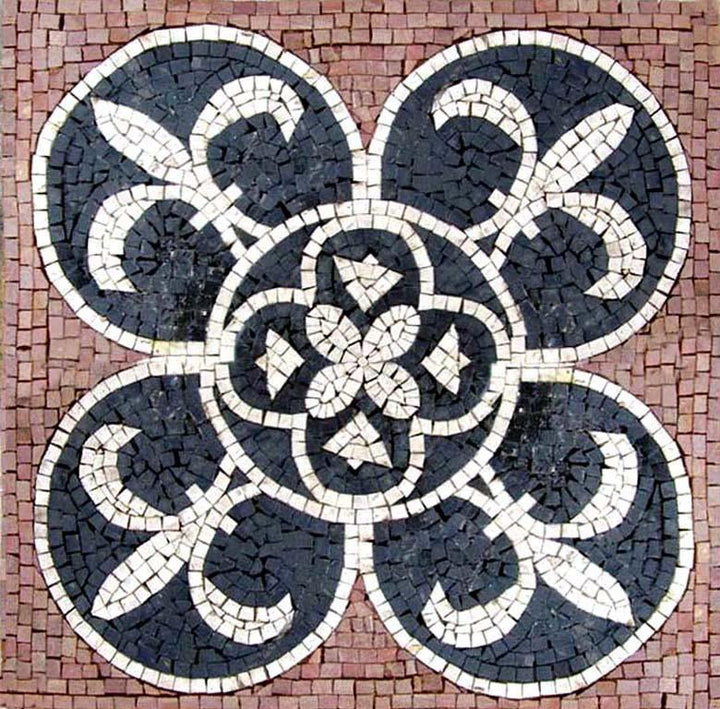 Black and Cream Square - Fleur de Lis Mosaic