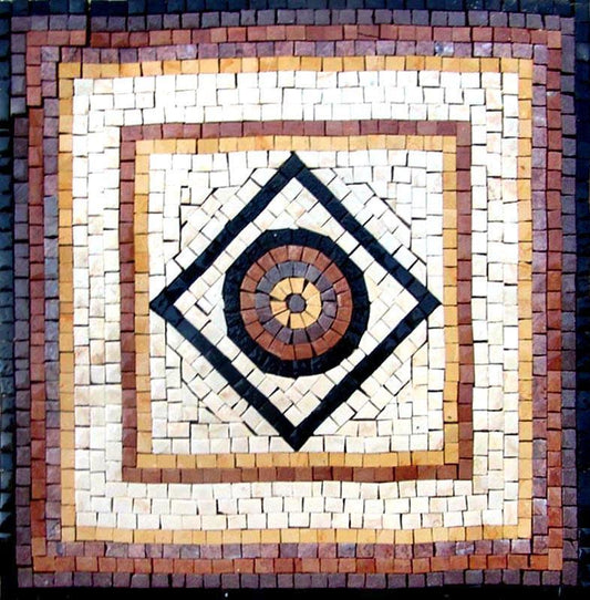 Marble Mosaic Square - Bulls Eye