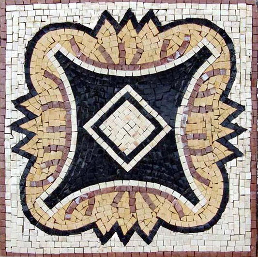 Black & White Tile Art - Diamond Lotus Mosaic