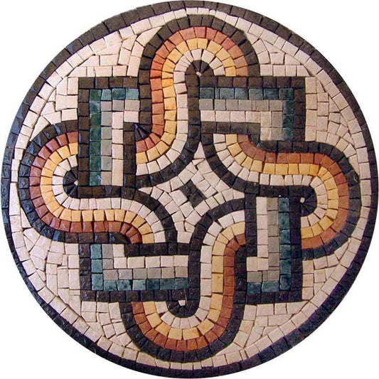 Brown and Yellow Medallion - Guilloche Mosaic