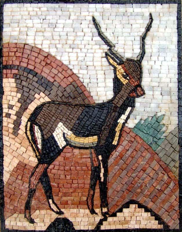 Rustic Reindeer - Mosaic Mural