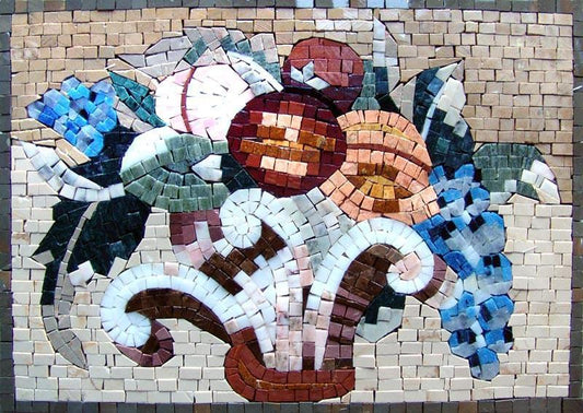 Kitchen Backsplash - Exotic Fruits and Florals Mosaic