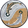 Mosaic Medallion - Swaying Dolphins