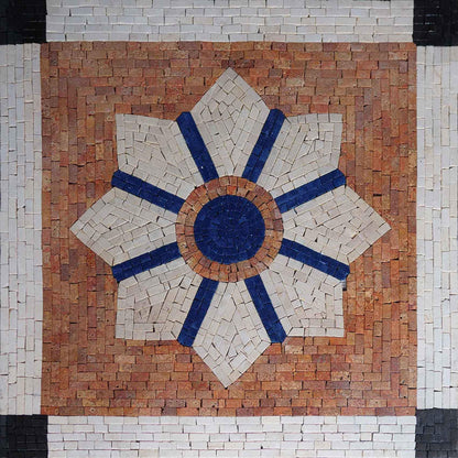 Geometric Decorative Mosaic Tile On Brick Red