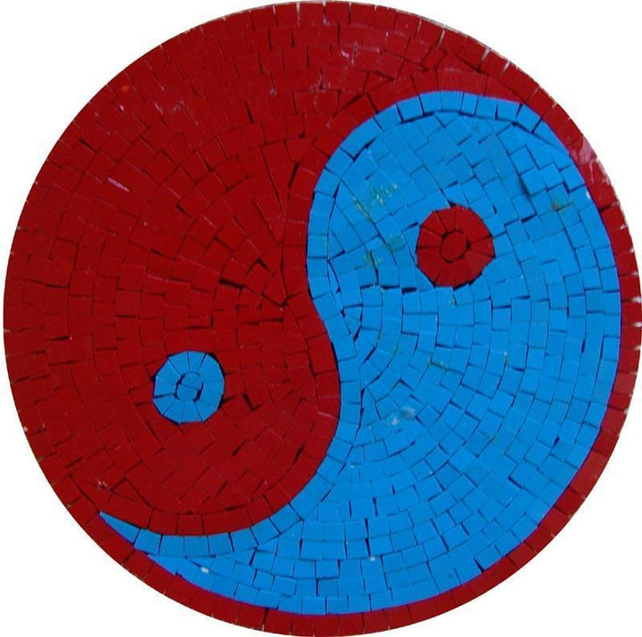 Colorful Yin Yang Mosaic Art Tile Medallion