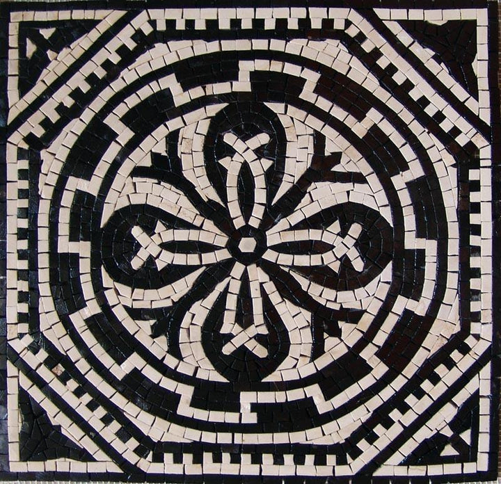 Geometric Flower Mosaic - Jupiter Black