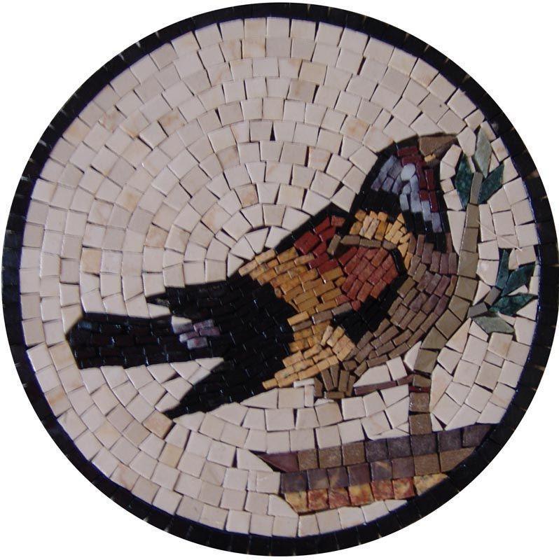 Mosaic Medallion - The Bullfinch Bird