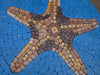 Star Fish On Blue Medallion - Mosaic Art