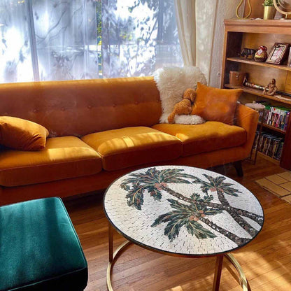 Mosaic Art Medallion - Palm Trees Accent