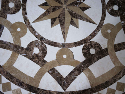 Waterjet Geometric Marble Mosaic Design