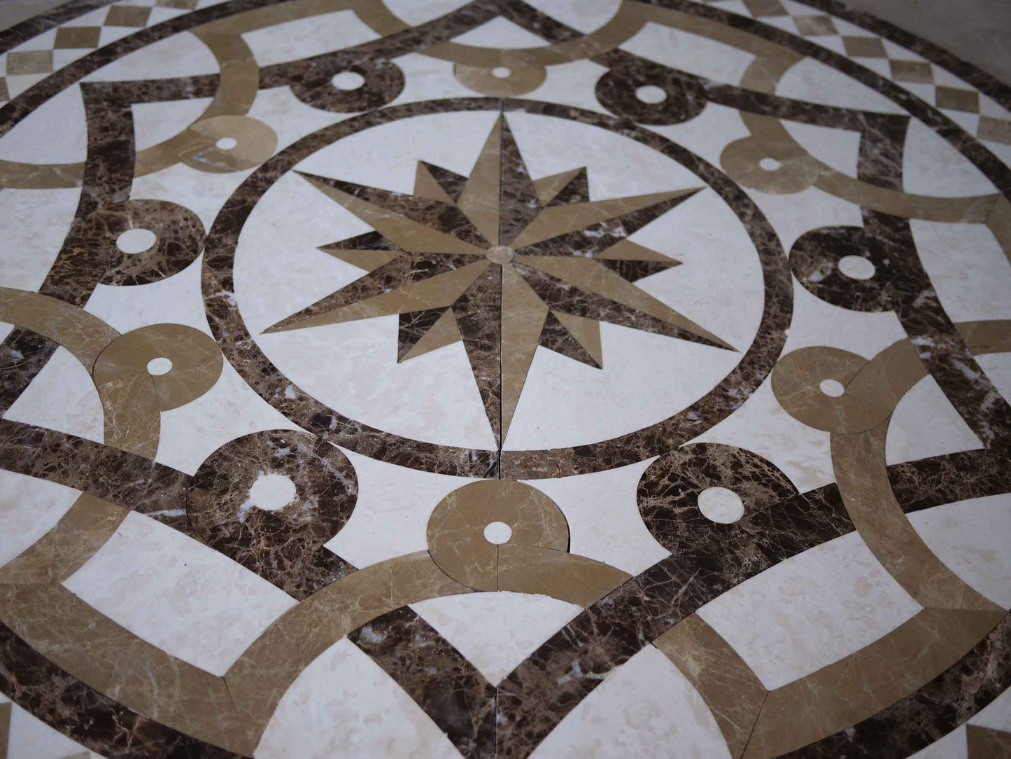 Waterjet Geometric Marble Mosaic Design