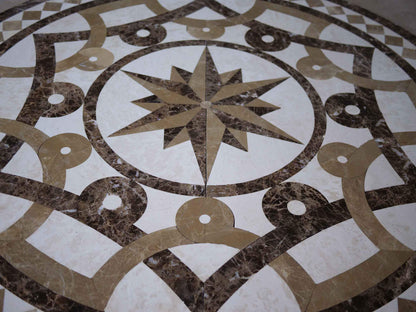 Waterjet Geometric Marble Mosaic Design