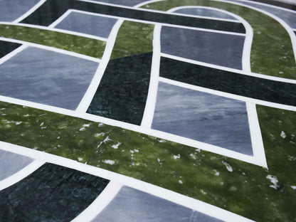 Mosaic Medallion - Colliding Green Hearts