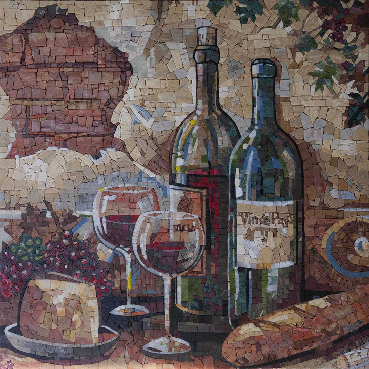 Food Mosaic Art - Wine & Cheese