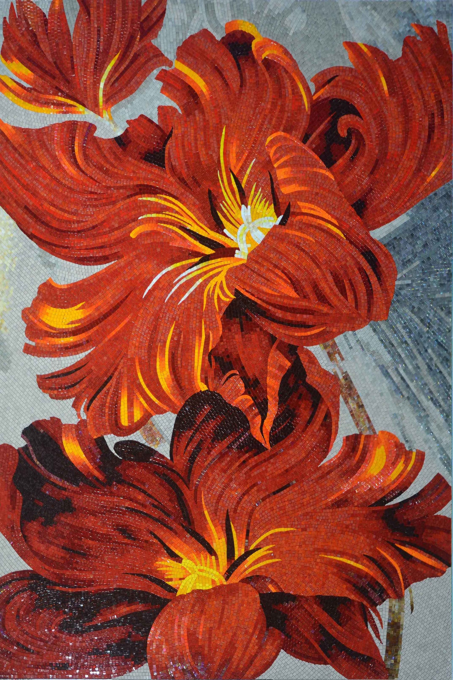 Glass Mosaic Art - The Orange Flower