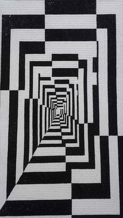 Mosaic Art Black & White - Abstract Design