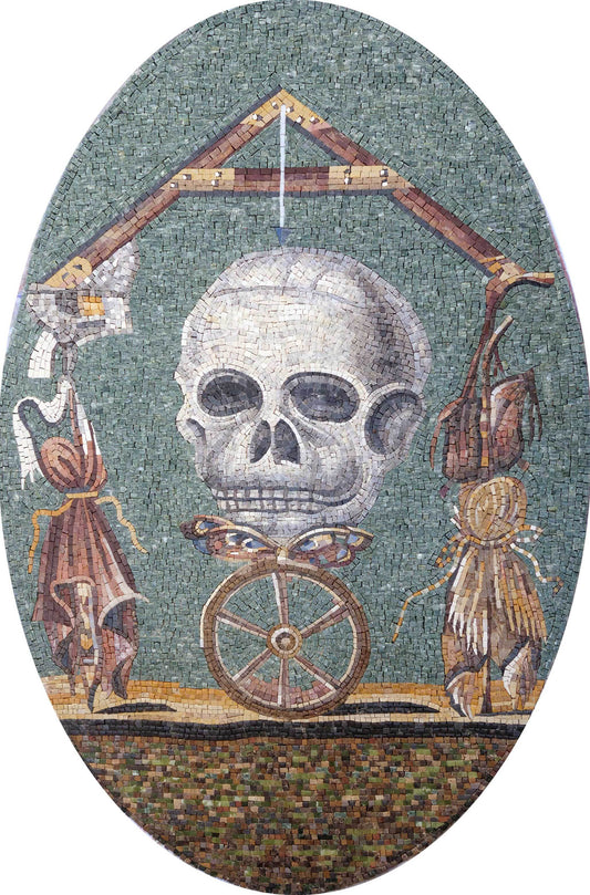 Mosaic Art - Skull On Wheel