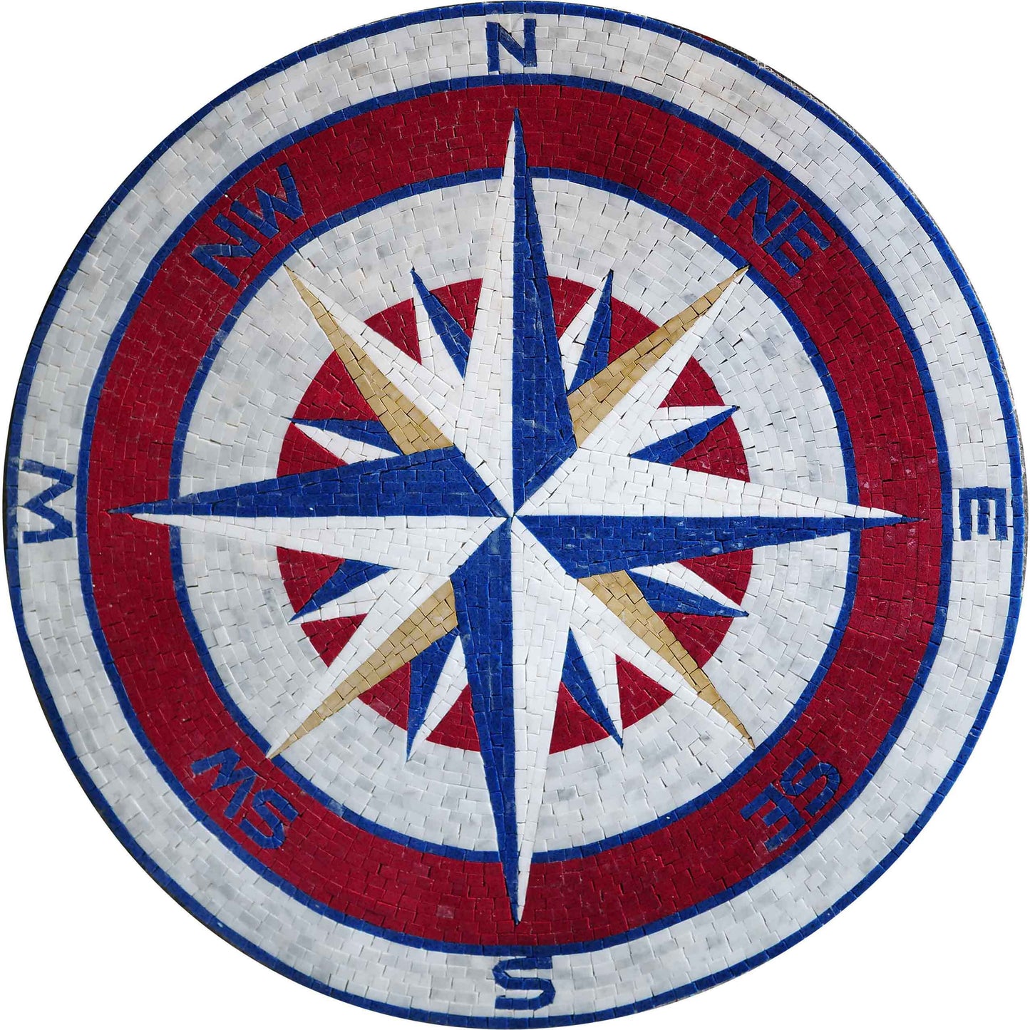 Mosaic Artwork - The Red & Blue Compass