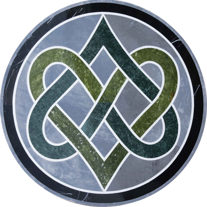 Mosaic Medallion - Colliding Green Hearts