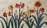 Mosaic Stone Art - Yellow & Red Flowers