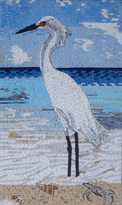 Mosaic Wall Art - White Egret