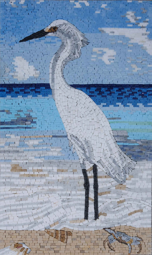 Mosaic Wall Art - White Egret