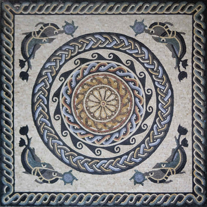 Nautical Mosaic - Ancient Fish & Waves