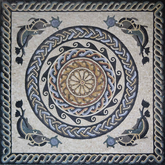Nautical Mosaic - Ancient Fish & Waves