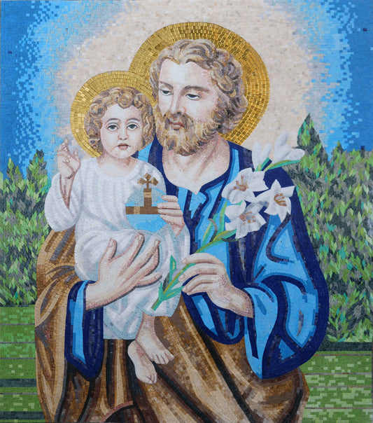 Religious Art Mosaic - Jesus & Saint Joseph