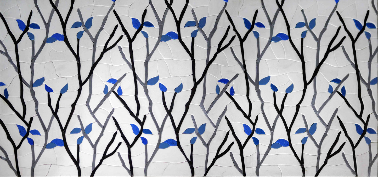 Stone Mosaic Art - Blue Leaves