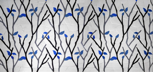 Stone Mosaic Art - Blue Leaves